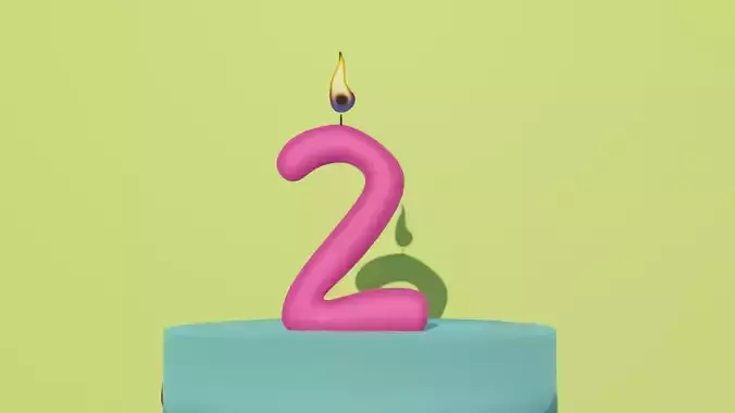 3D Candle Number 2 Low-poly 3D model