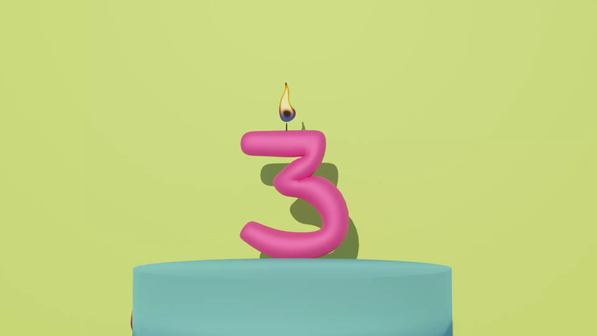 3D Candle Number 3 Low-poly 3D model