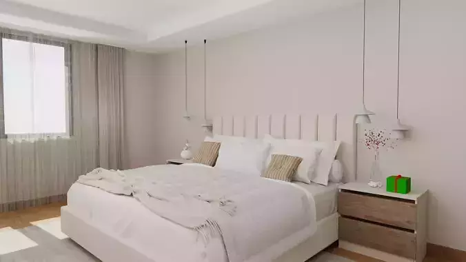 Modern Master Bedroom Scene 3D model 3D model