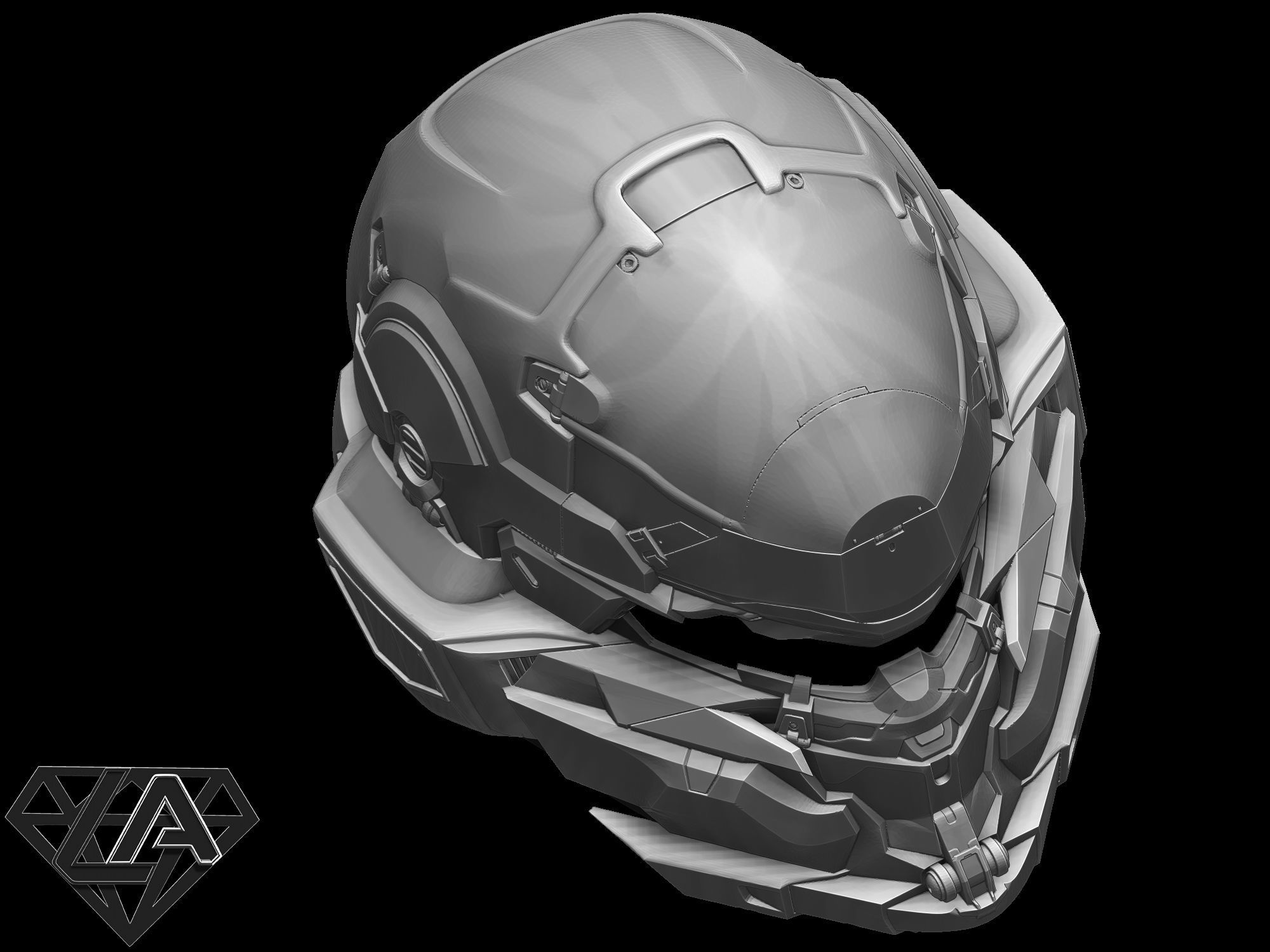 Halo locus helmet 3D print model_8