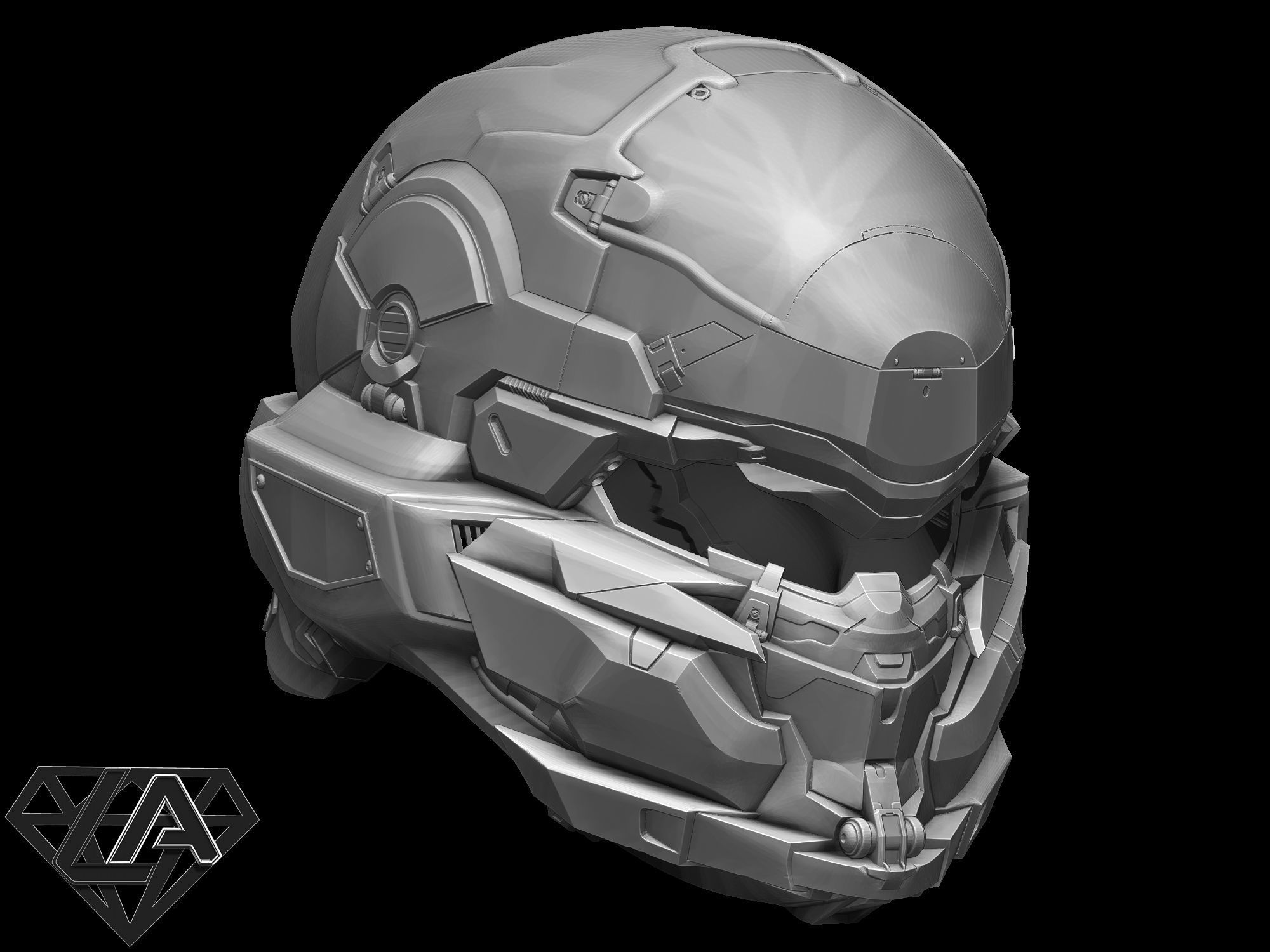 Halo locus helmet 3D print model_4