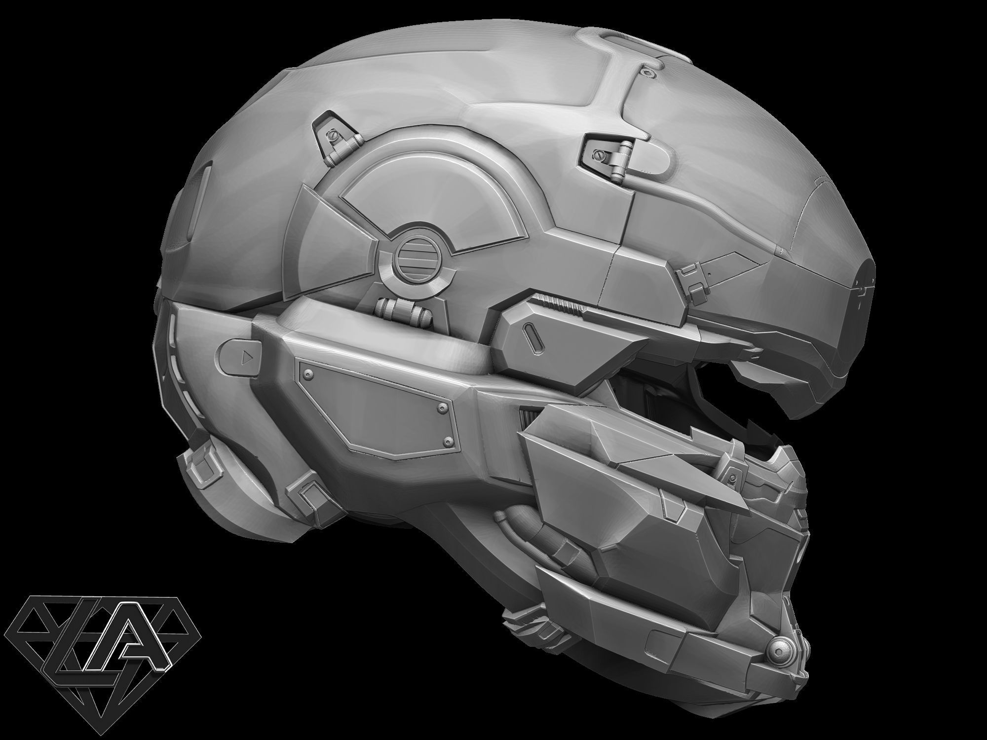 Halo locus helmet 3D print model_6
