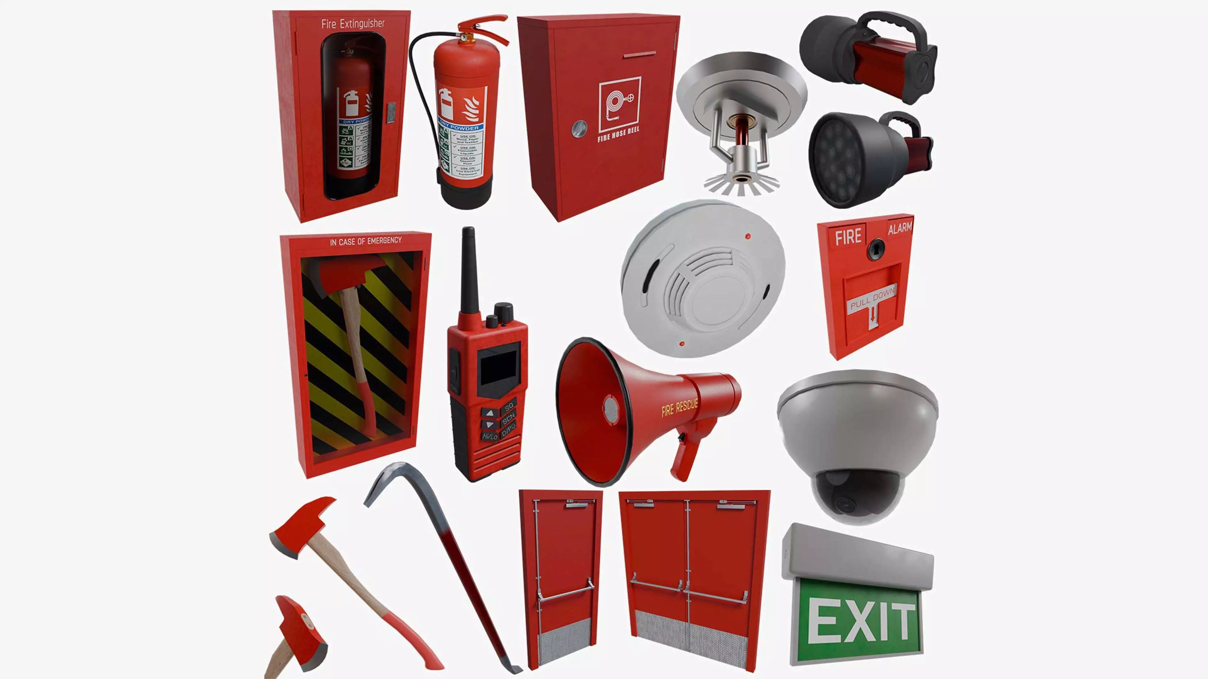 Fire Equipment 02 3D Model Pack
