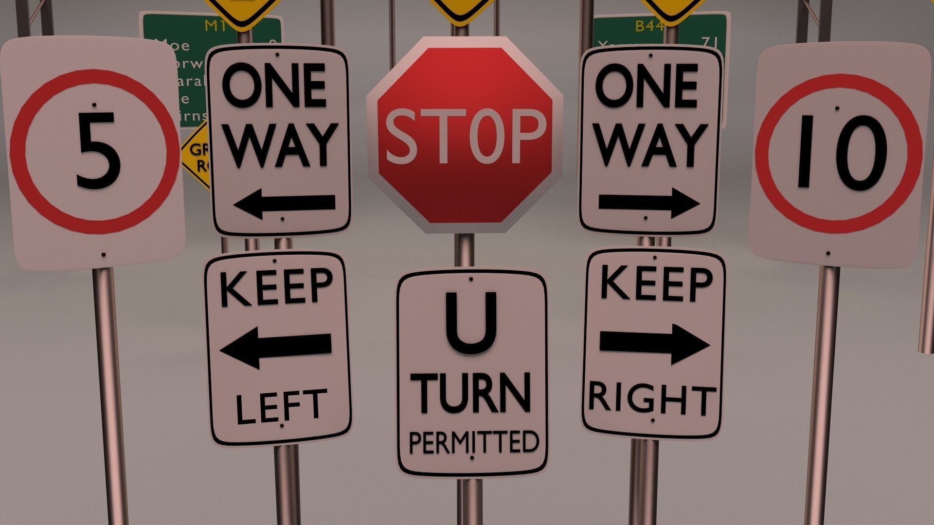 36 street sign Package 3D model_1