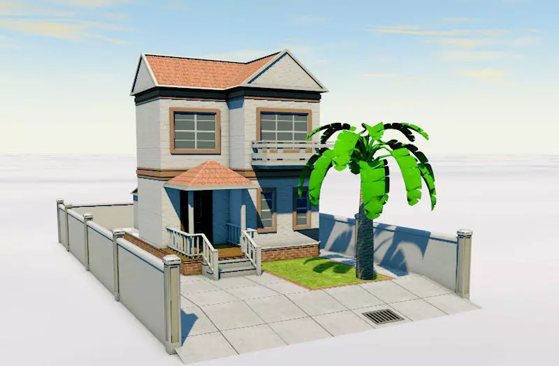 Cartoon House 3D model_0