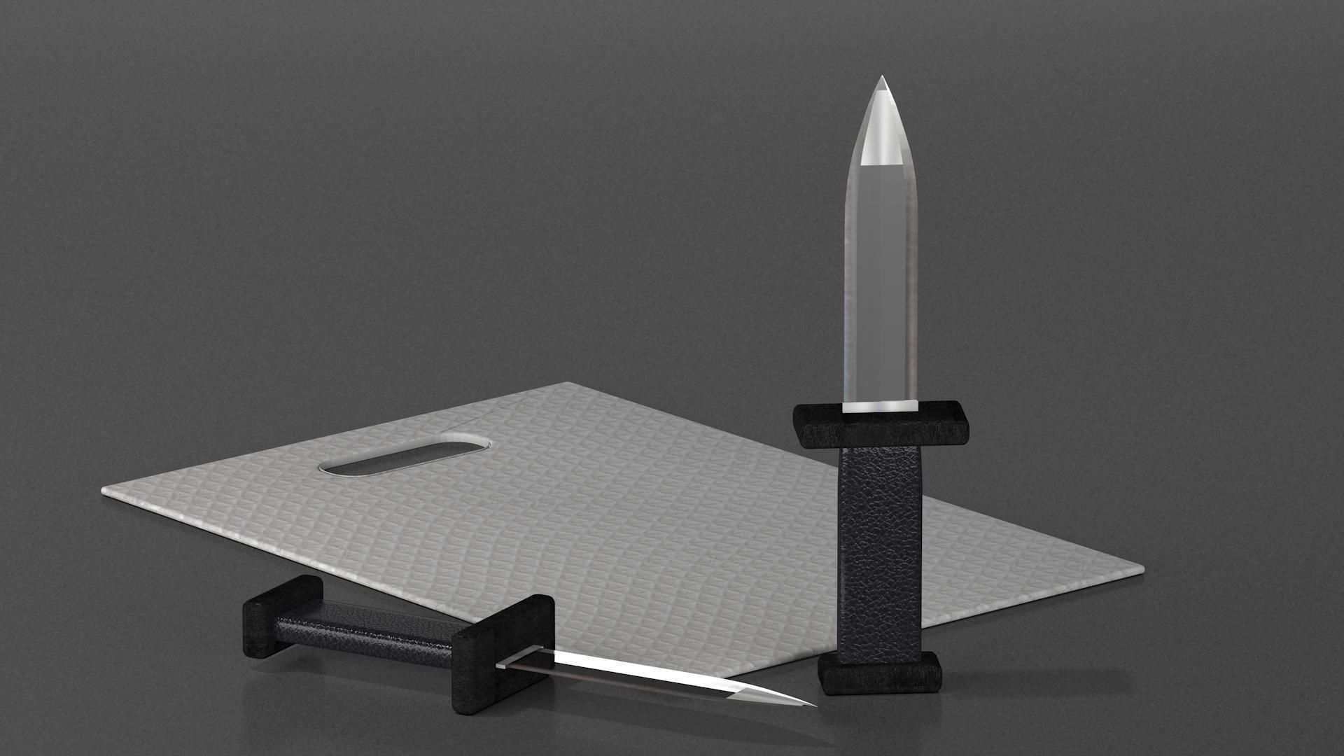 3d knife with leather hadle in 3d studio max  Low-poly 3D model_1