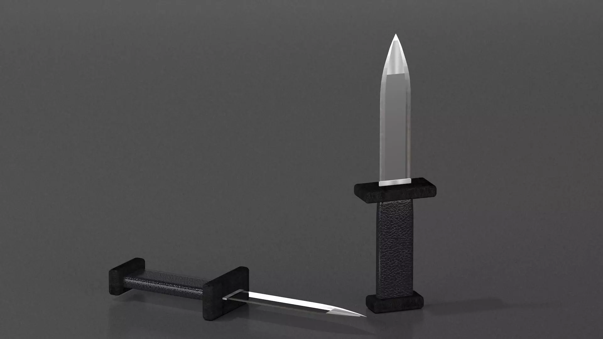 3d knife with leather hadle in 3d studio max  Low-poly 3D model_0