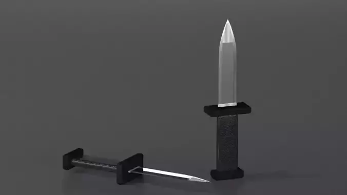 3d knife with leather hadle in 3d studio max  Low-poly 3D model