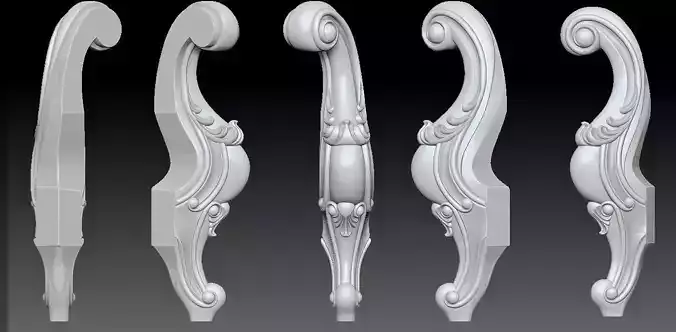 Furniture Legs 3d STL Model Relief for CNC set 006 3D print model