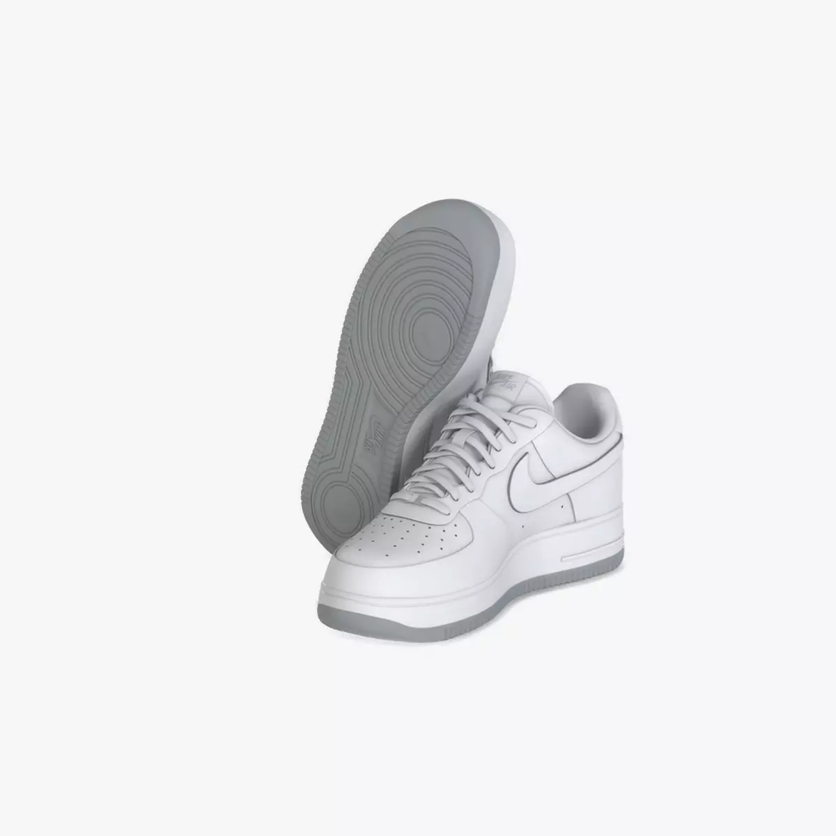 NIKE AIR FORCE 1 ALL WHITE Low-poly 3D model