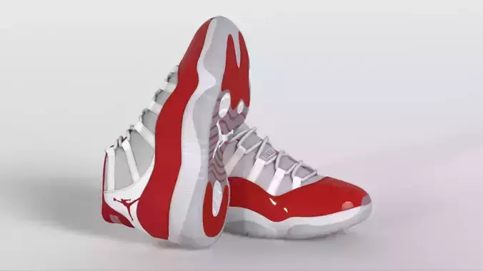 Jordan 11 Retro Cherry 2022 Low-poly 3D model 7
