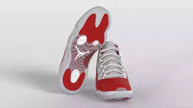Jordan 11 Retro Cherry 2022 Low-poly 3D model 4