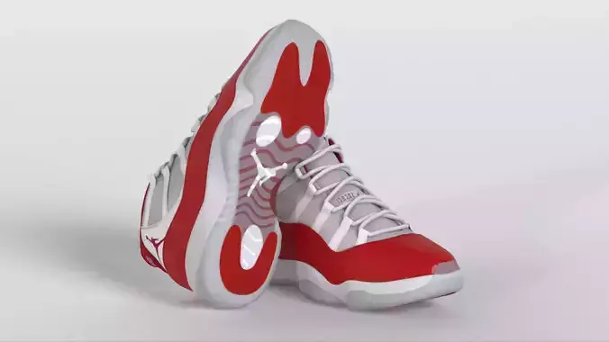 Jordan 11 Retro Cherry 2022 Low-poly 3D model 6