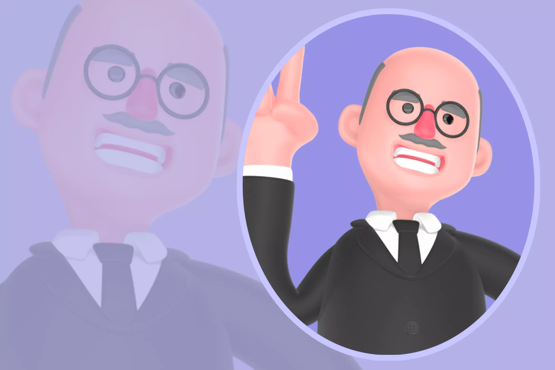 Stylized 3D Male Judge Character - Cartoon Judge With Idea Pose 3D model