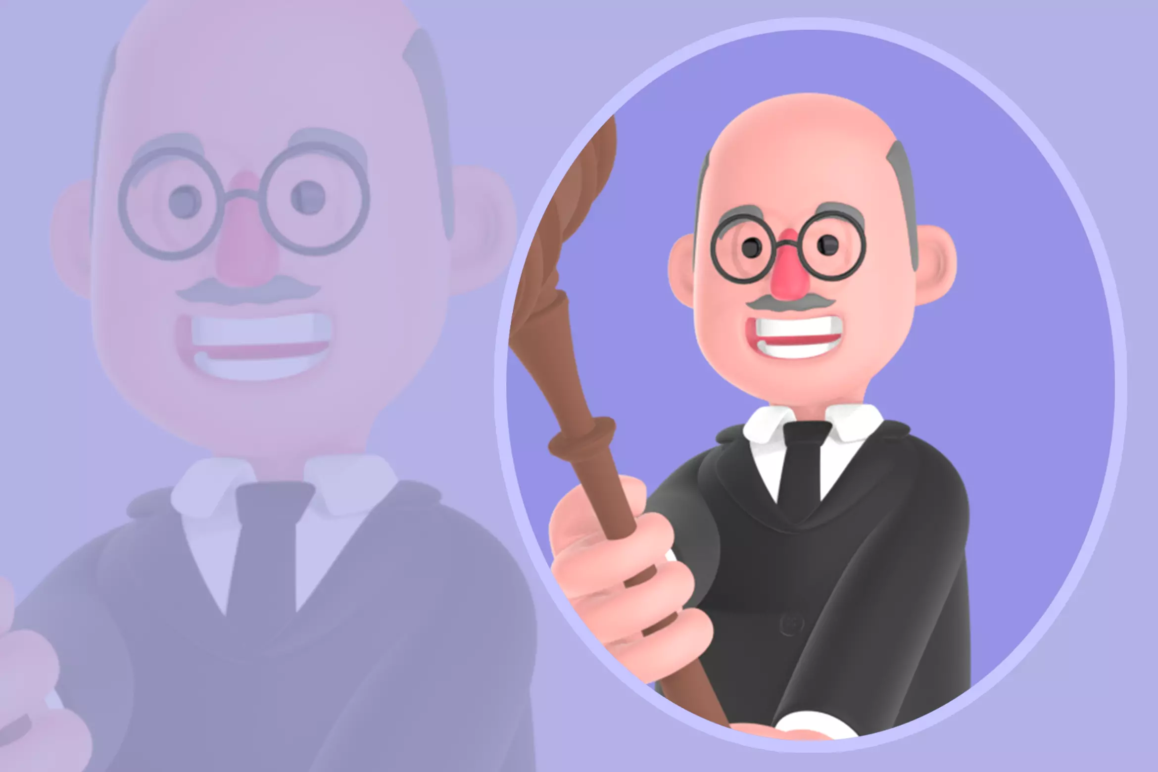 Stylized 3D Male Judge Character - Cartoon Satisfied Judge 3D model