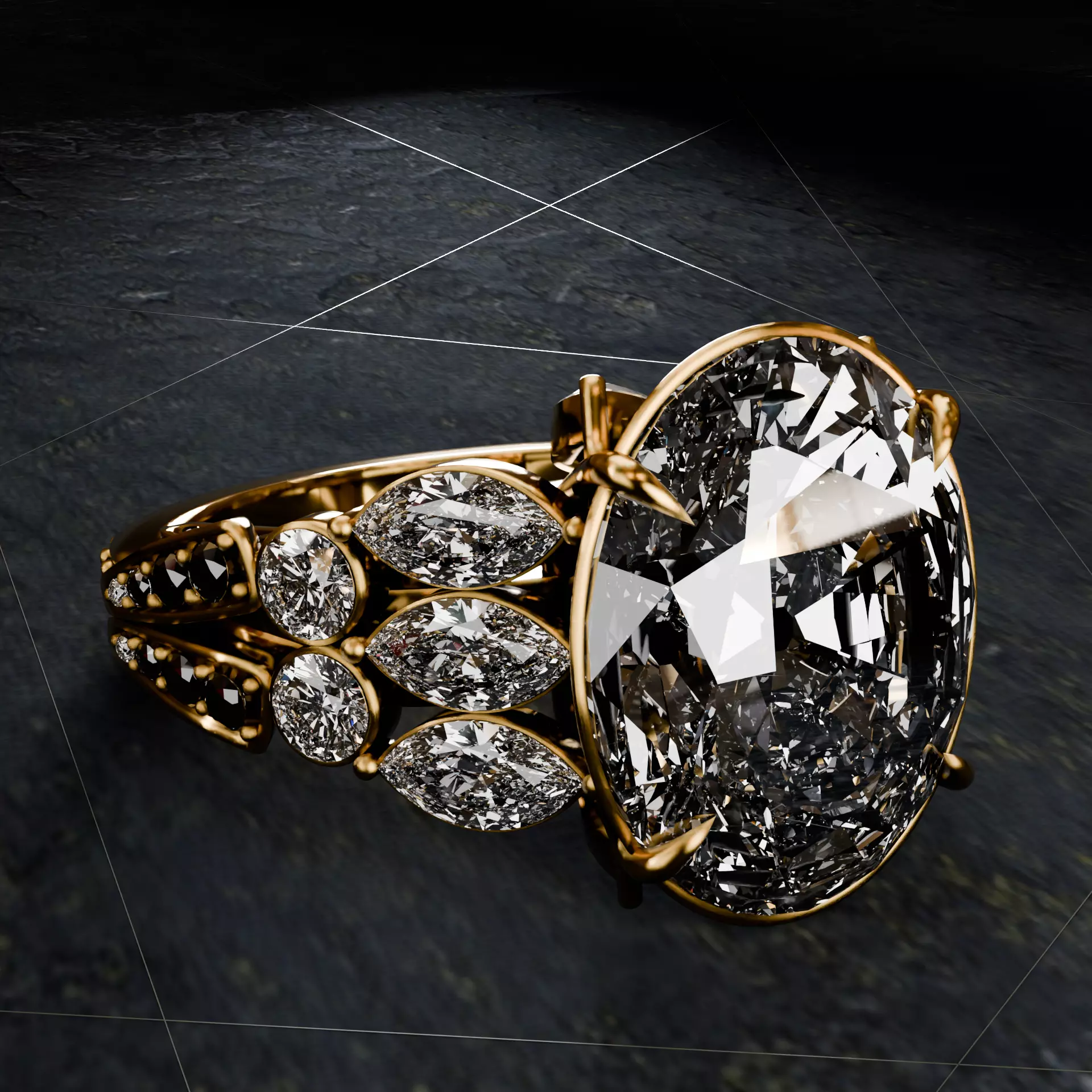 Luxury fingure ring with diamonds big for men Low-poly 3D model