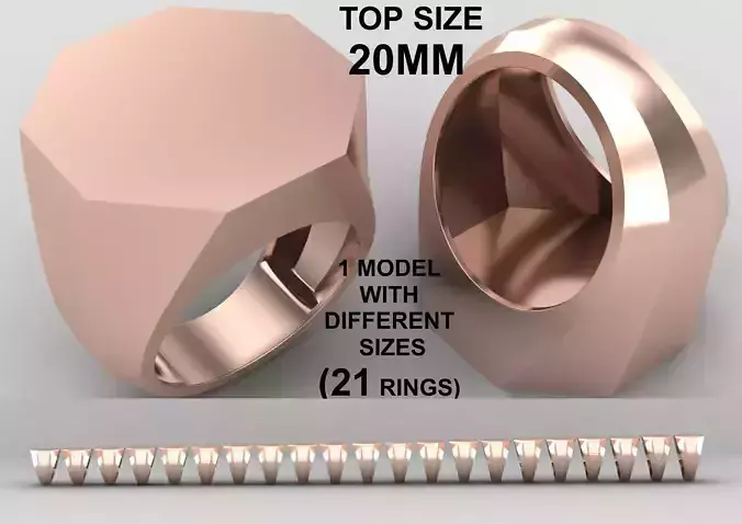 octagonal Signet Ring Base 20 MM top in All sizes 262-MWC 