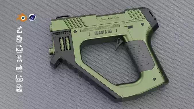Quanta 05 SciFi Concept Futuristic Handgun Green Color 3D model