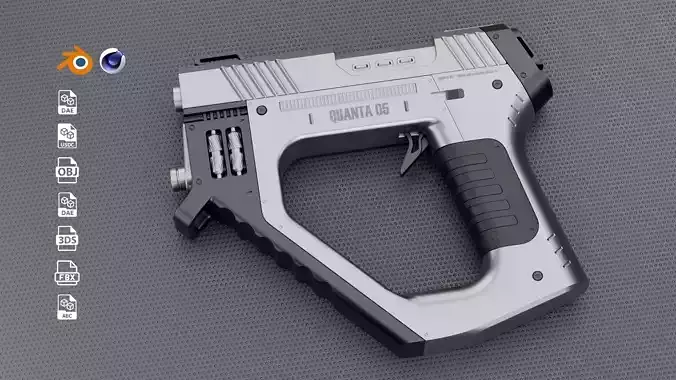 Quanta 05 SciFi Concept Futuristic Handgun White Color