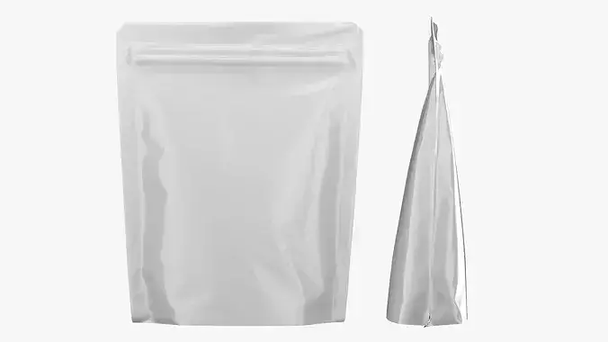 Realistic Glossy White Wide Stand Up Pouch Doypack Mockup 10