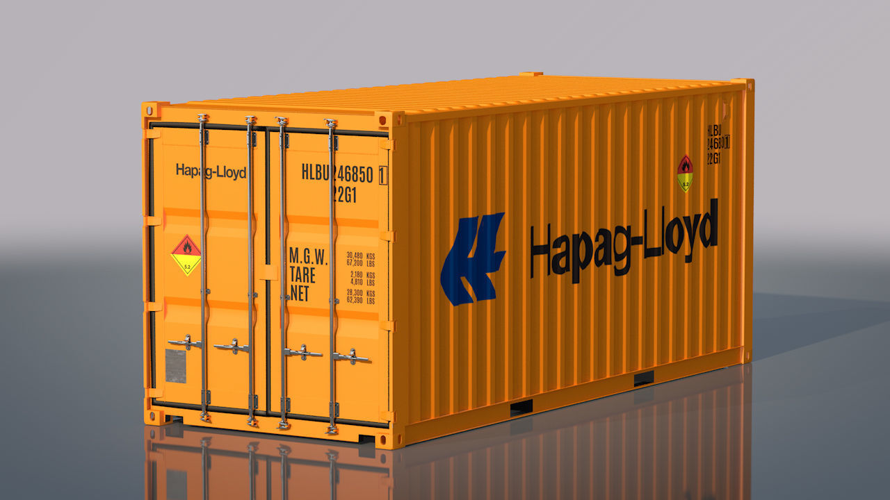 Shipping Container 20ft Rigged 3D model_4