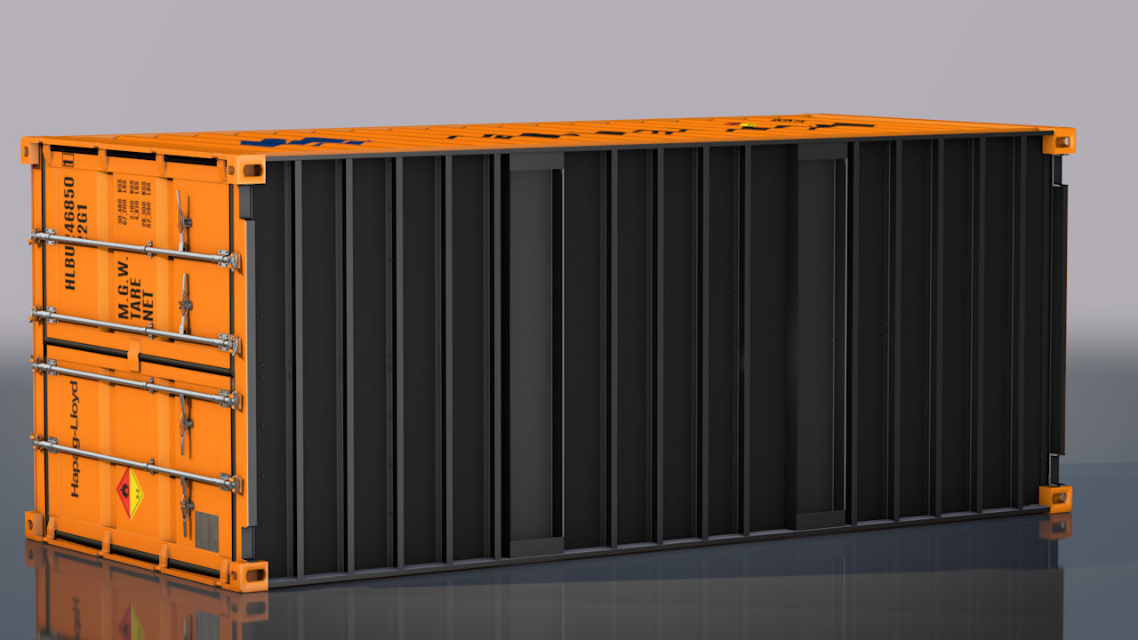 Shipping Container 20ft Rigged 3D model_13