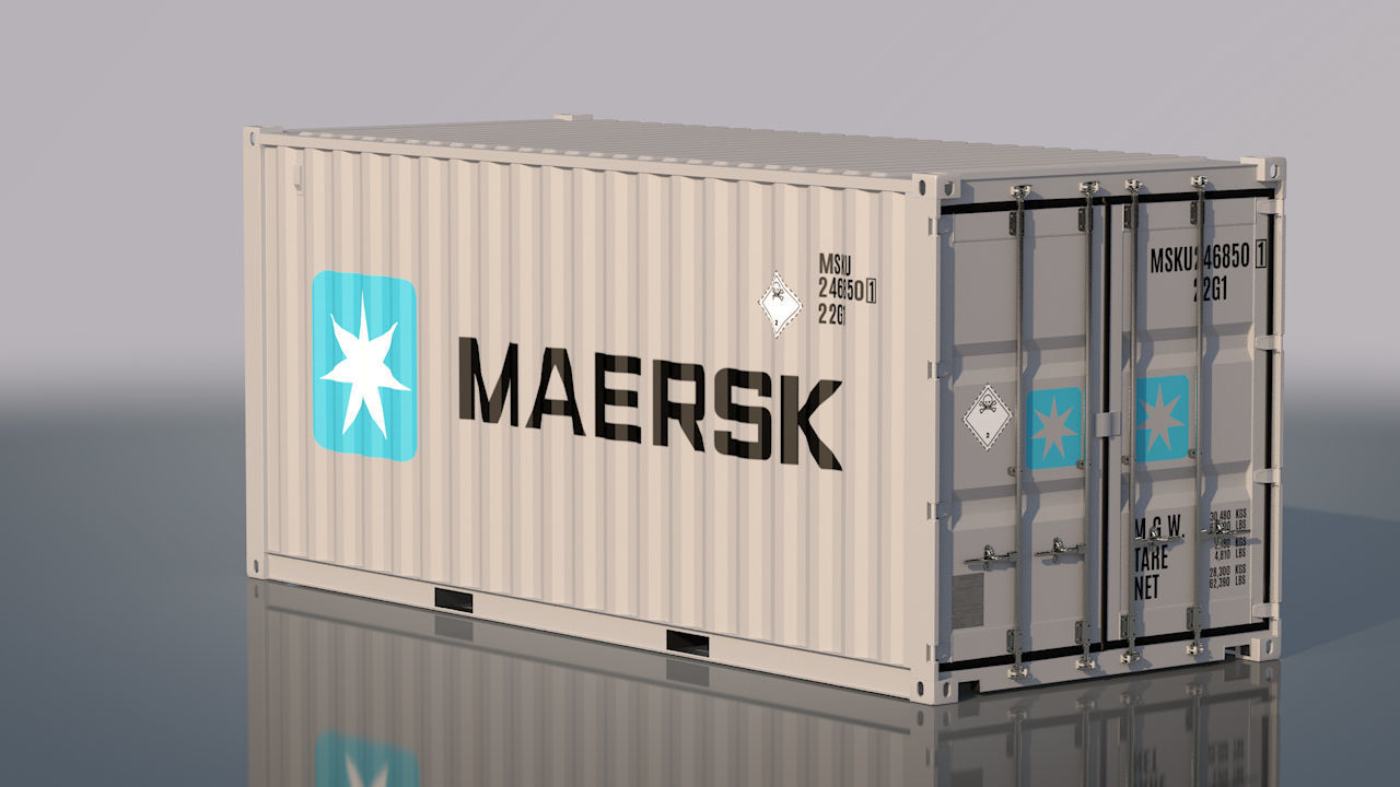 Shipping Container 20ft Rigged 3D model_36