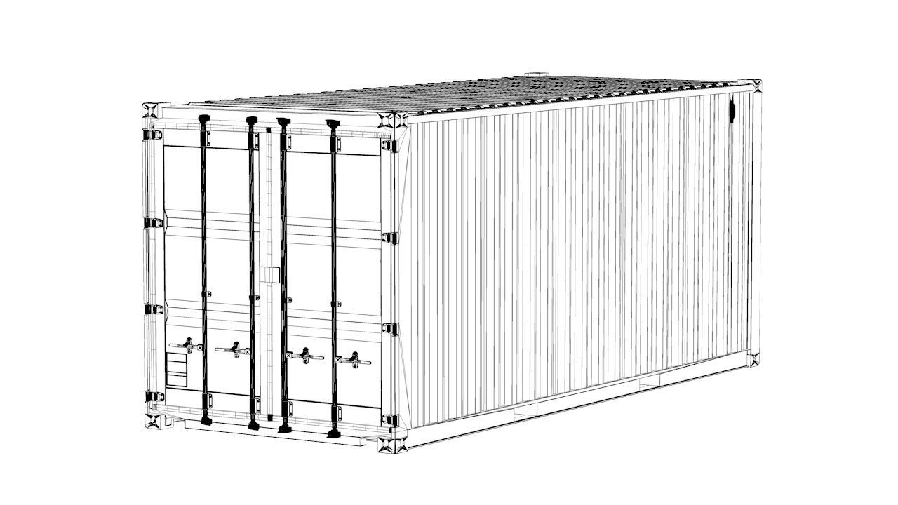 Shipping Container 20ft Rigged 3D model_40