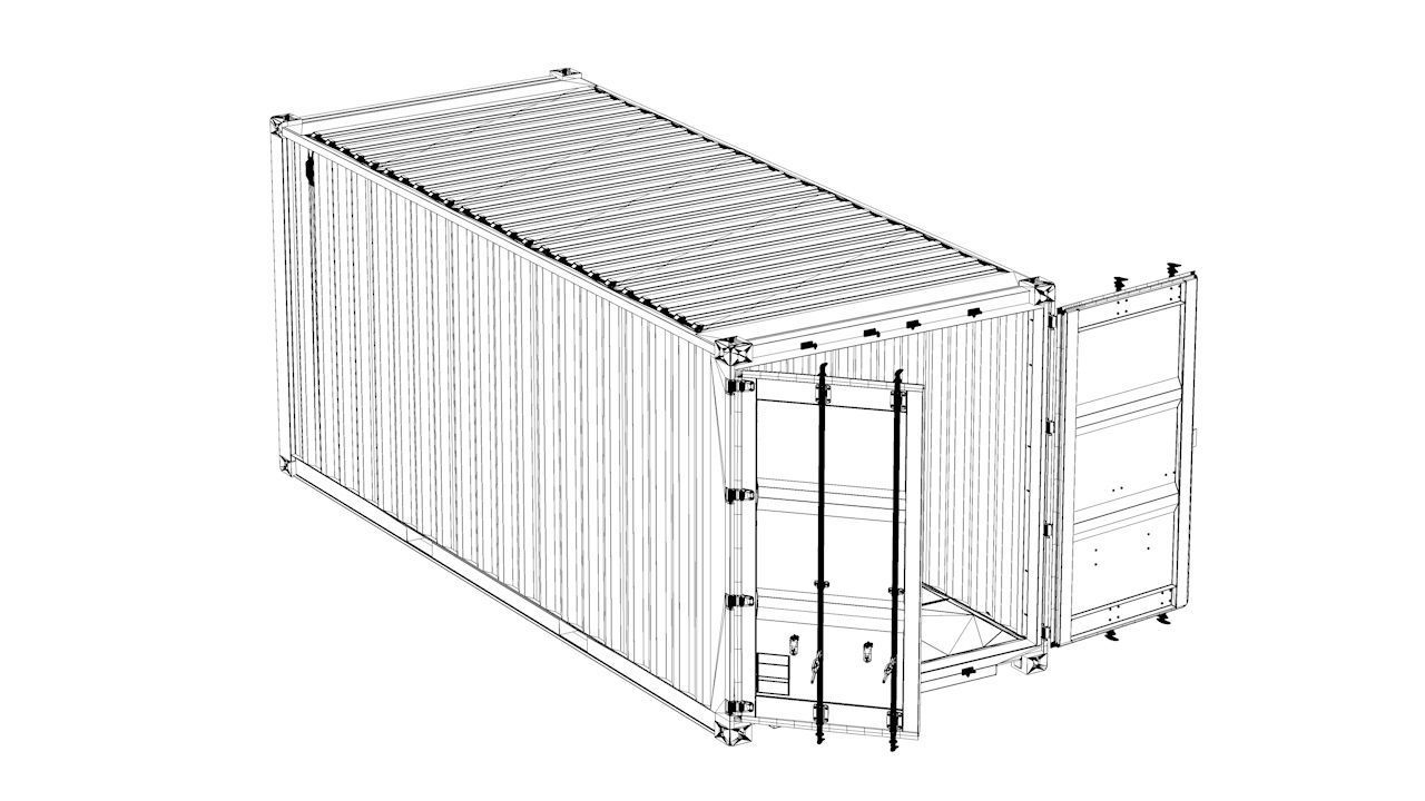 Shipping Container 20ft Rigged 3D model_45