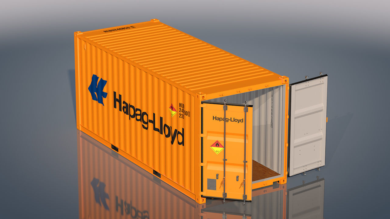 Shipping Container 20ft Rigged 3D model_10