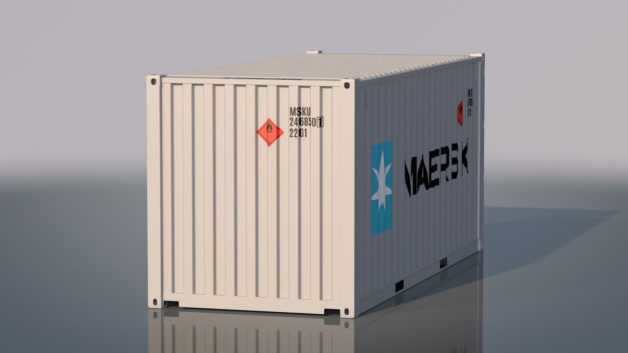 Shipping Container 20ft Rigged 3D model_20