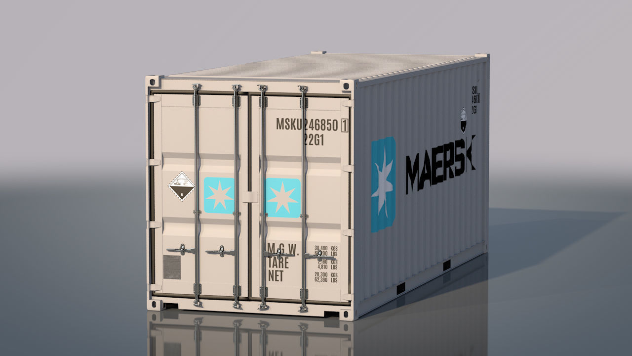 Shipping Container 20ft Rigged 3D model_50