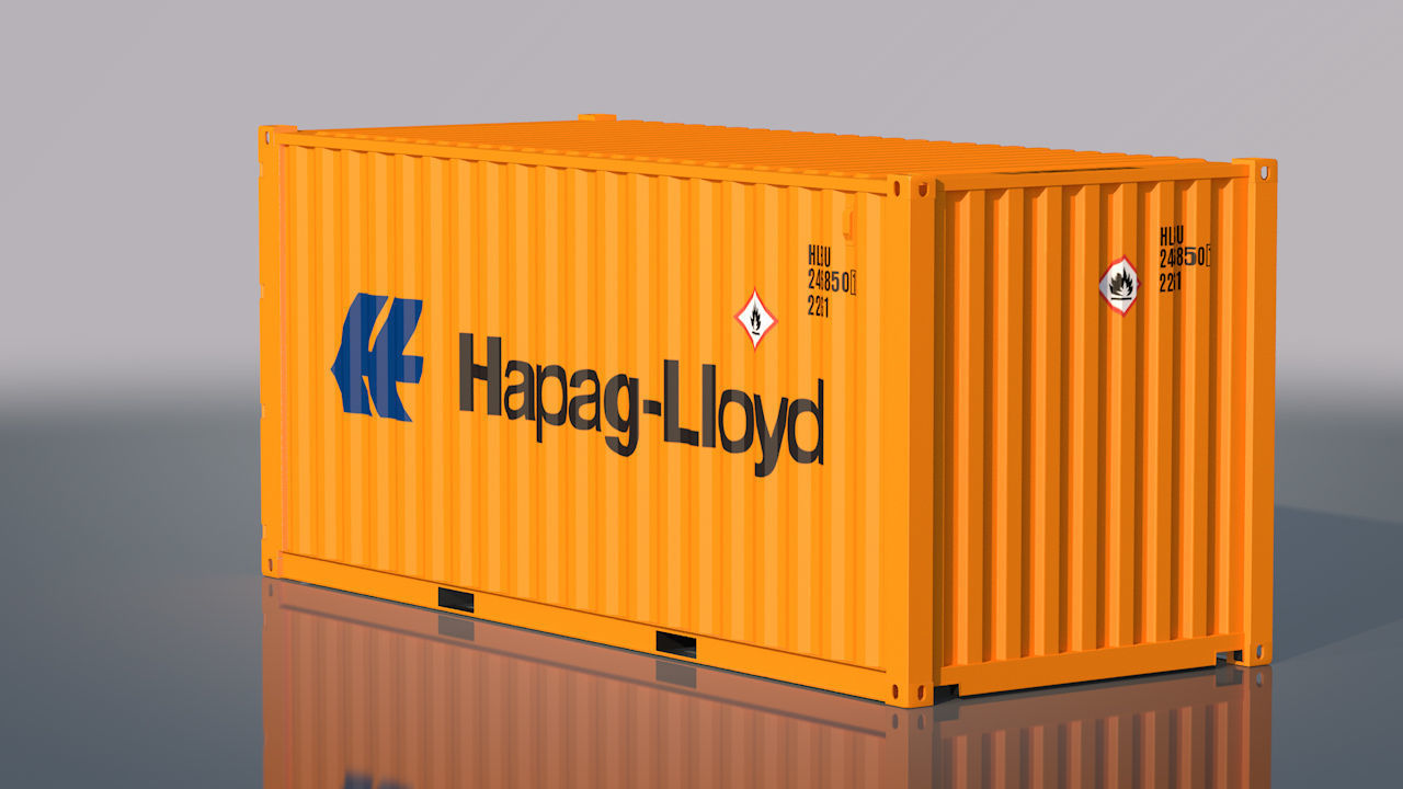 Shipping Container 20ft Rigged 3D model_7