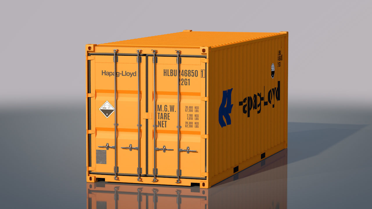 Shipping Container 20ft Rigged 3D model_49