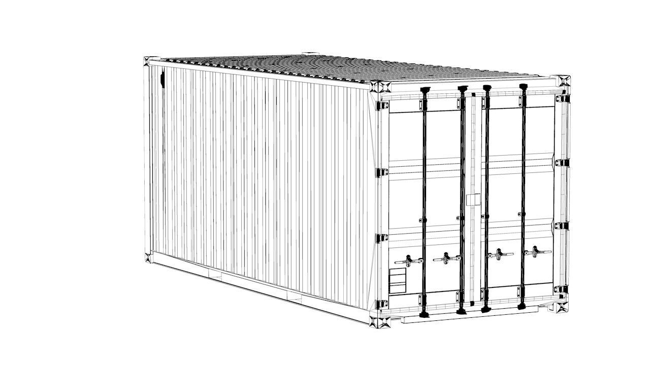 Shipping Container 20ft Rigged 3D model_44