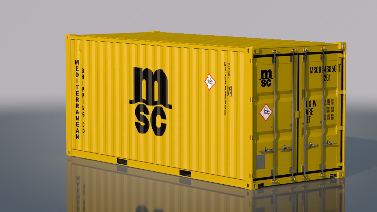 Shipping Container 20ft Rigged 3D model_51