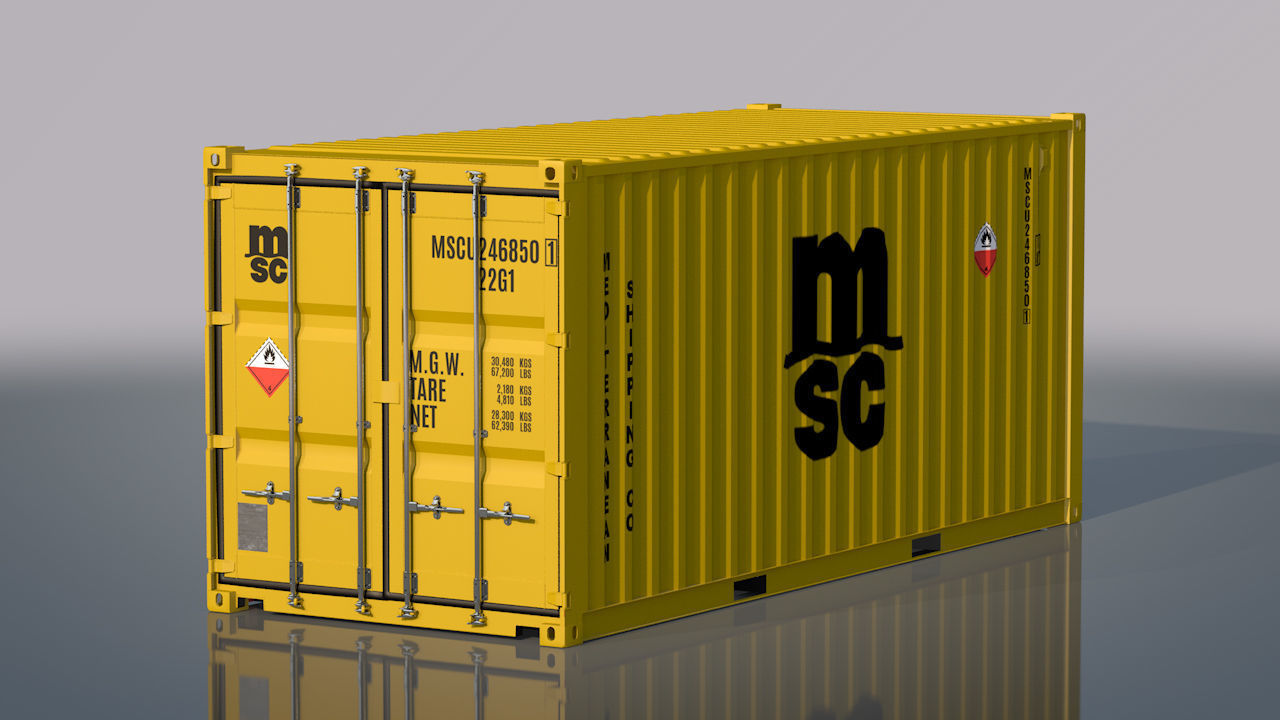Shipping Container 20ft Rigged 3D model_5