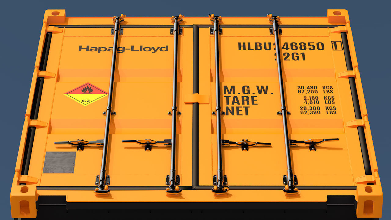 Shipping Container 20ft Rigged 3D model_35