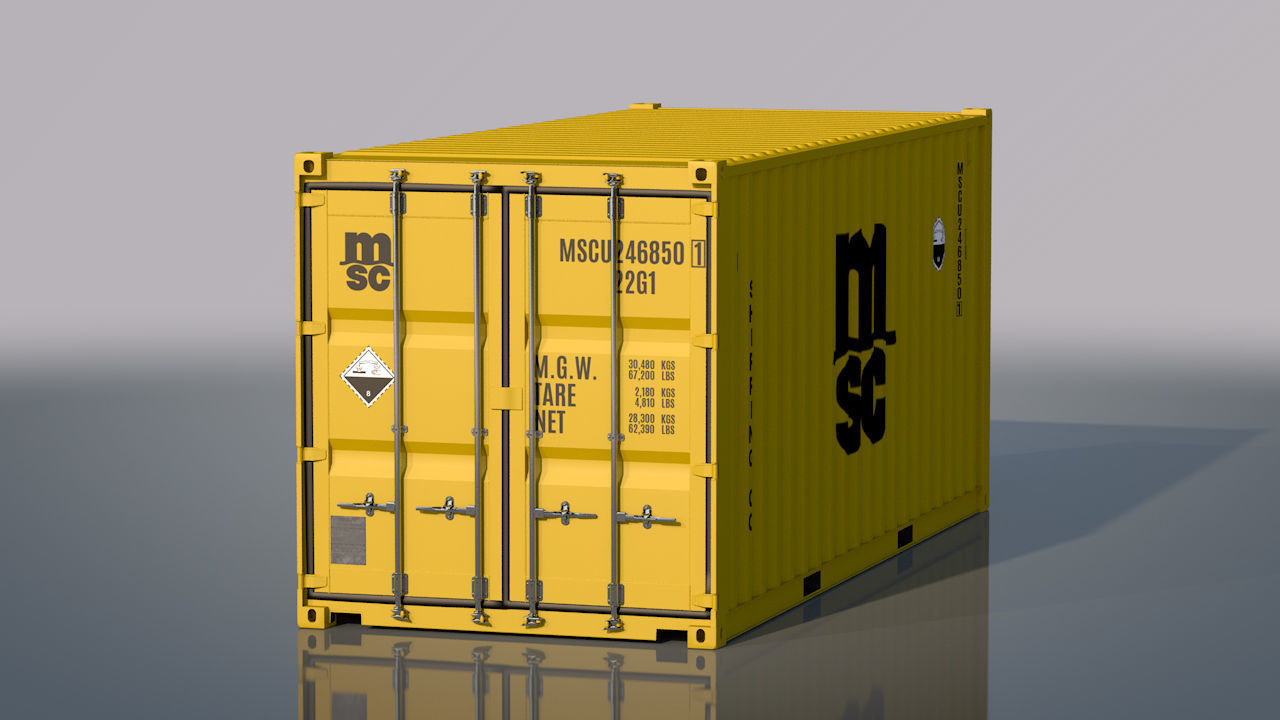 Shipping Container 20ft Rigged 3D model_52