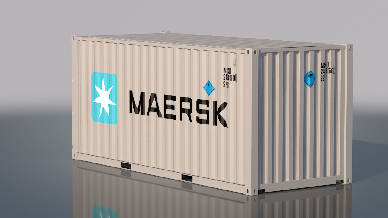 Shipping Container 20ft Rigged 3D model_16