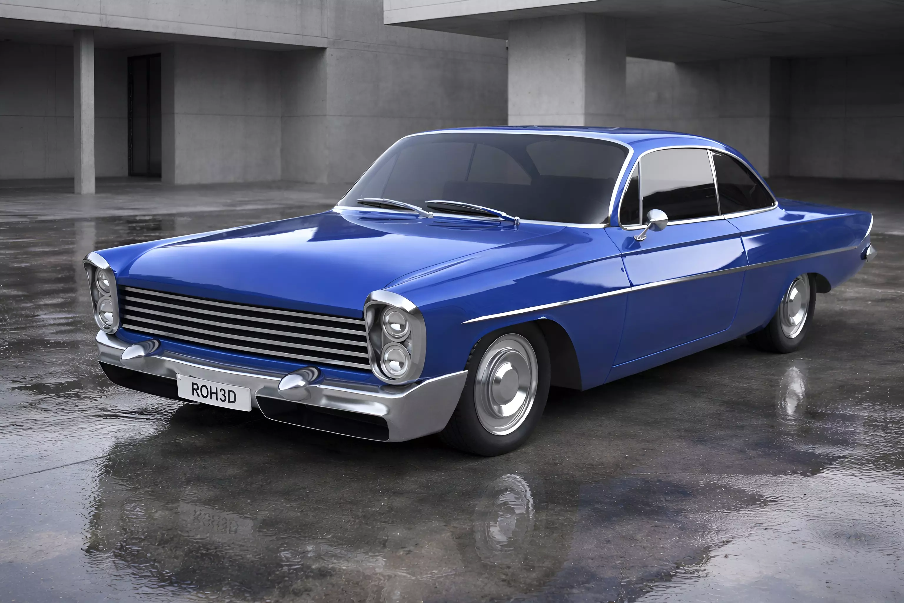 Generic 1960s Classic Coupe Low-poly 3D model