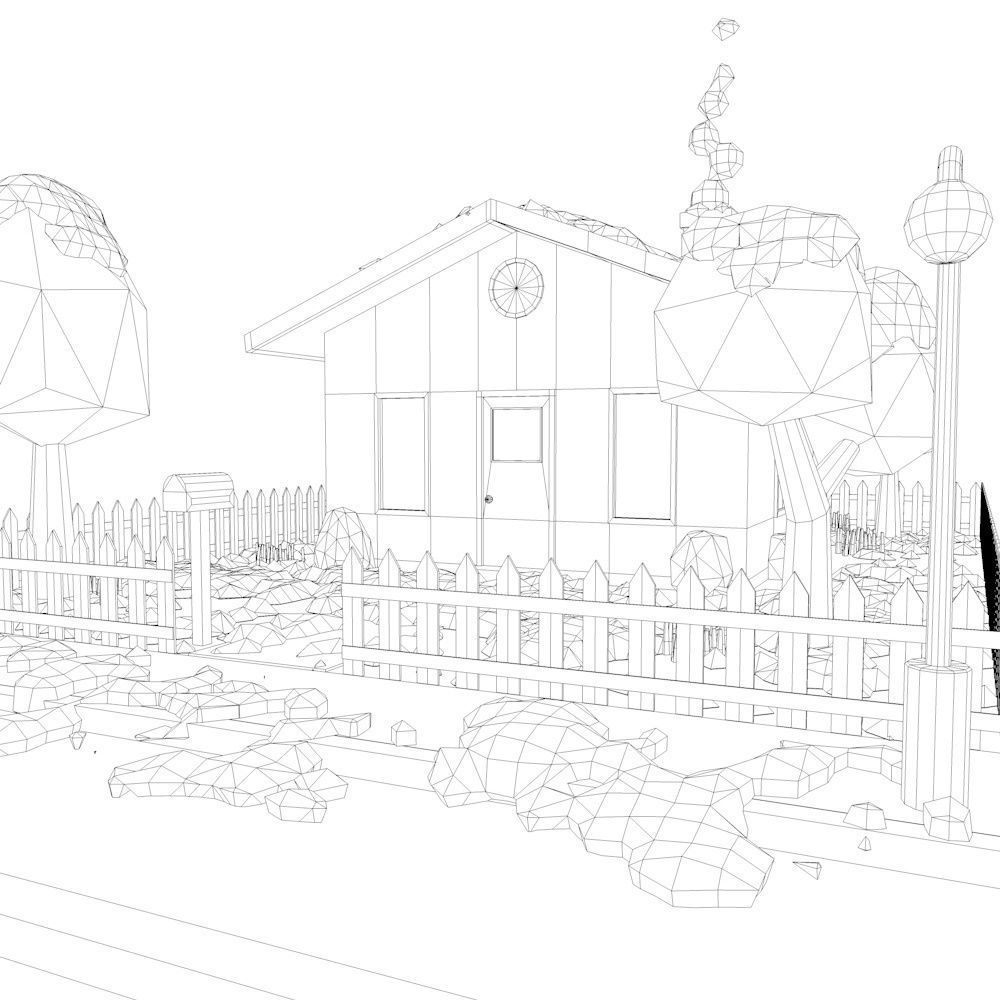 Low Poly Snowy House Low-poly 3D model_5