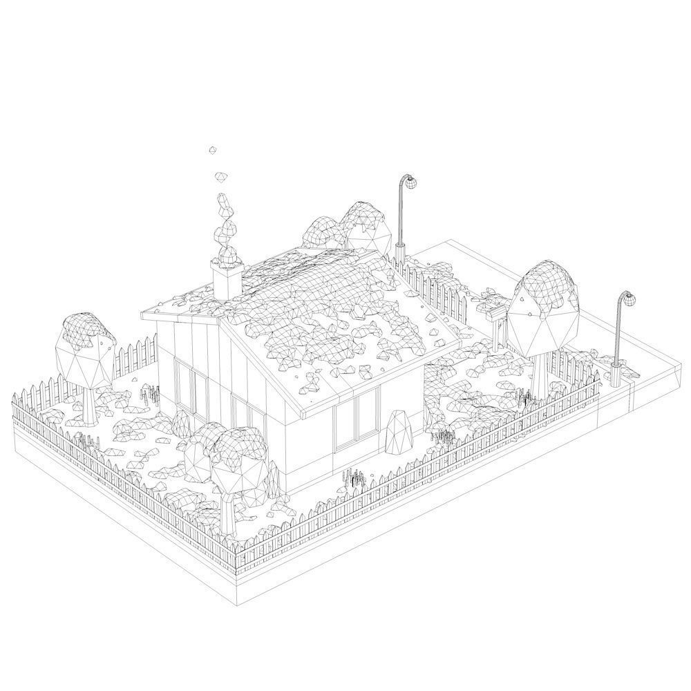 Low Poly Snowy House Low-poly 3D model_3