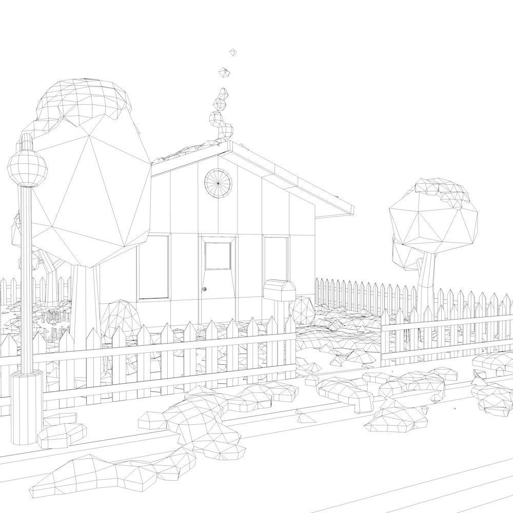 Low Poly Snowy House Low-poly 3D model_7