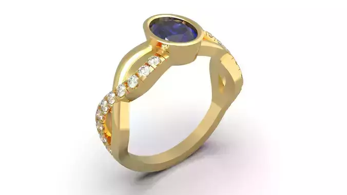 Twisted Half Infinity Engagement Ring 3D print model