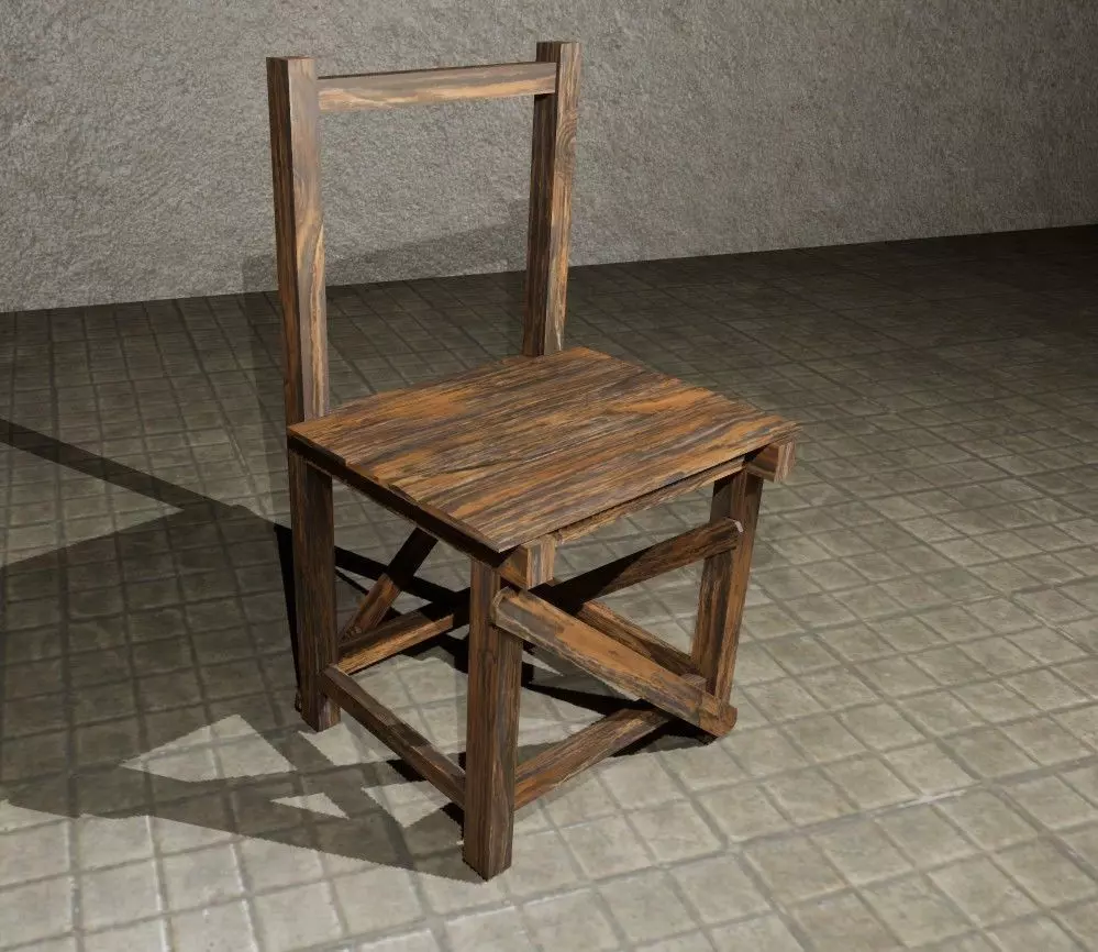 EKs Old Wood Chair 3D Model Low-poly 3D model