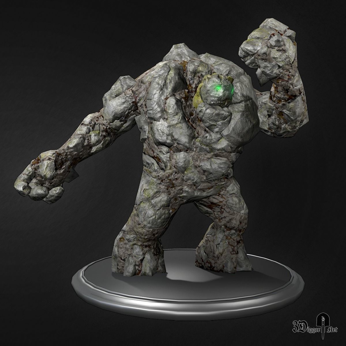 Stone Golem Low-poly 3D model_2