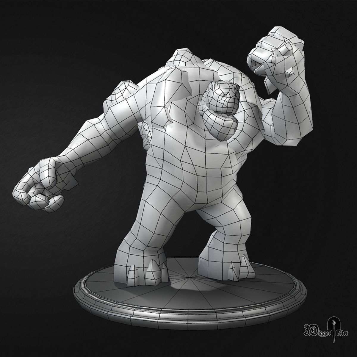 Stone Golem Low-poly 3D model_5