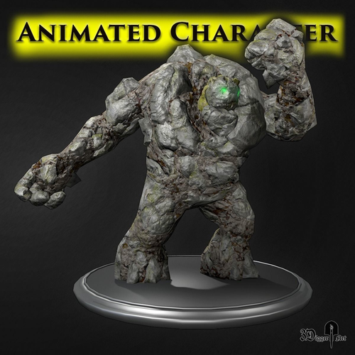 Stone Golem Low-poly 3D model