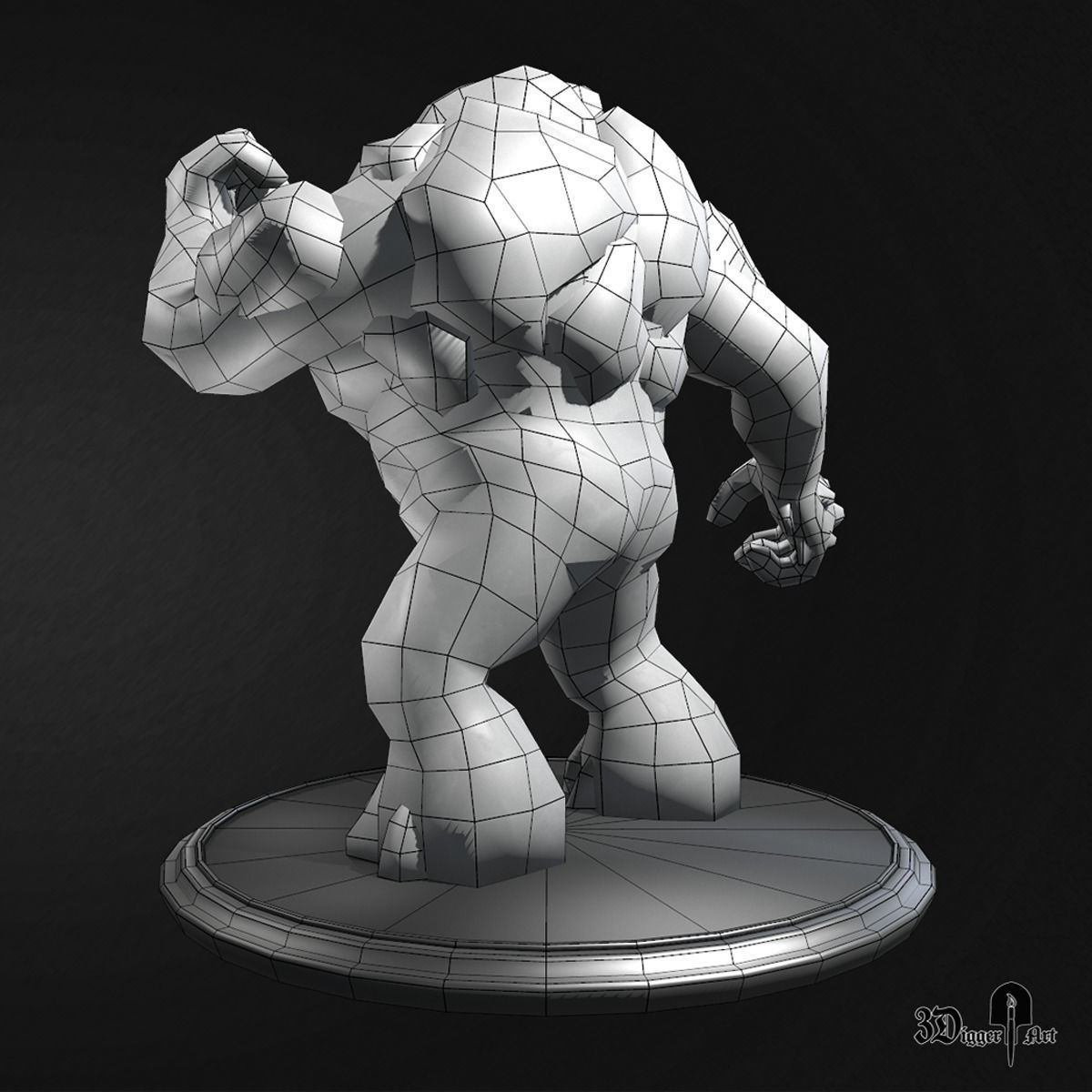 Stone Golem Low-poly 3D model_4